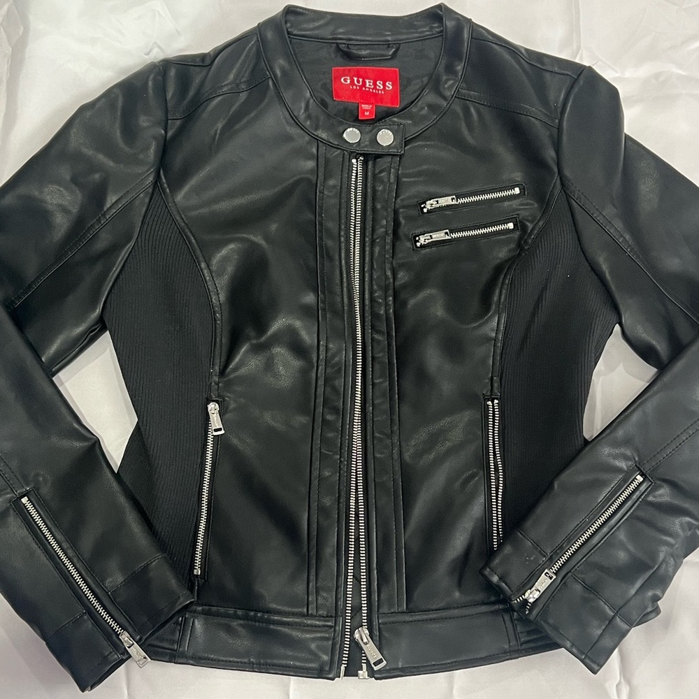 Guess Women's Sleek Black Leather Jacket